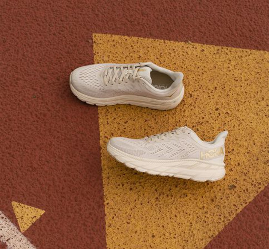 Hoka One One Mens Running Shoes - Clifton 7 - White - HLMF73581